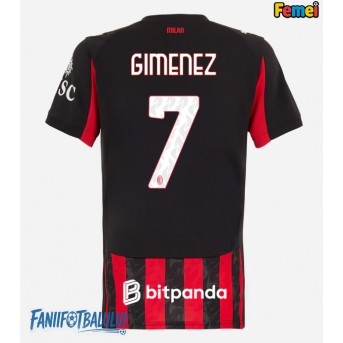 AC Milan Santiago Gimenez #7 Tricou Fotbal Replică 2025-26 Femei Acasa